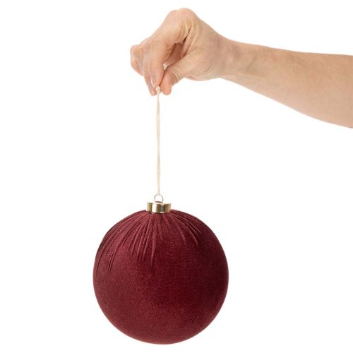 Christmas bauble, red velvet look, for hanging, 15cm, 3 pieces | Floristik24.ie