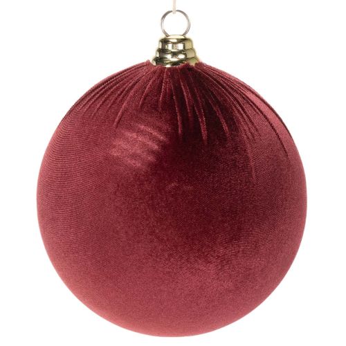 Large red velvet-look Christmas bauble, 20cm, 3 pieces buy online | Floristik24.ie