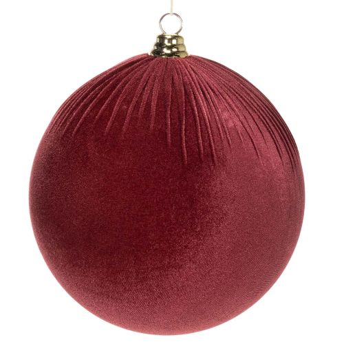 Large red velvet Christmas tree ornament for hanging, 25cm, 2 pieces
