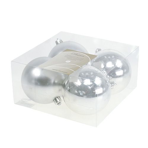 Product Christmas ball silver Ø10cm 4pcs