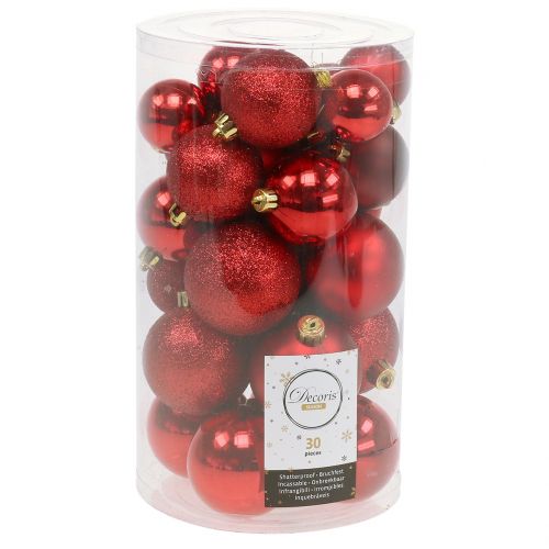 Floristik24 Christmas ball mix assorted red Ø3.5cm - Ø5.5cm 30pcs