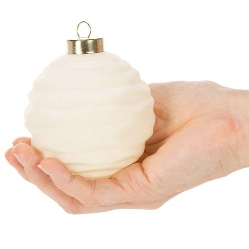 Christmas bauble ornament in white, mixed textures, 8cm, 12 pieces | Floristik24.ie