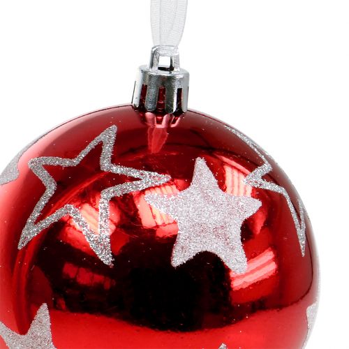 Floristik24 Christmas balls with stars in red 2pcs Ø8cm