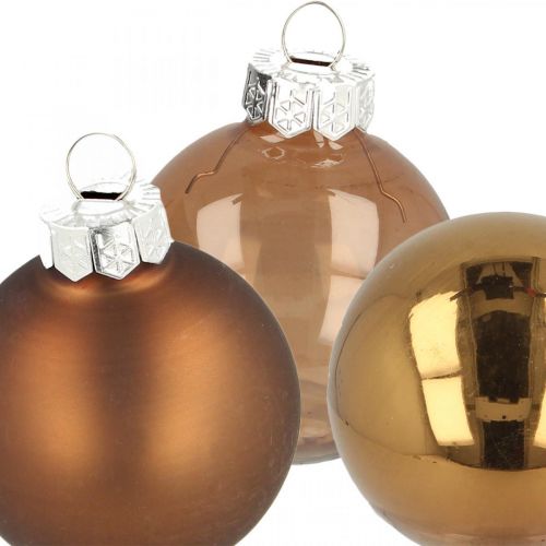 Floristik24 Christmas balls, tree decoration mix, mini Christmas tree balls brown H4.5cm Ø4cm real glass 24 pcs