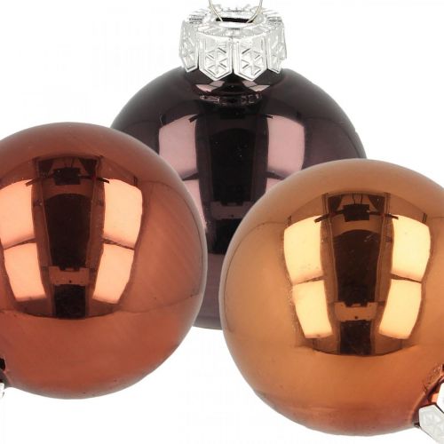 Floristik24 Christmas tree decorations, Christmas balls, tree ball mix brown H4.5cm Ø4cm real glass 24 pcs