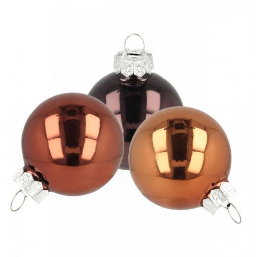 Floristik24 Christmas tree decorations, Christmas balls, tree ball mix brown H4.5cm Ø4cm real glass 24 pcs