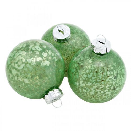 Floristik24 Christmas ball, tree decorations, Christmas tree ball green marbled H4.5cm Ø4cm real glass 24pcs