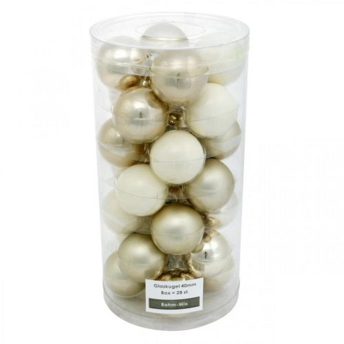 Christmas tree bauble mix, Christmas decoration, mini tree decoration white/mother of pearl H4.5cm Ø4cm real glass 24 pcs | Floristik24.ie