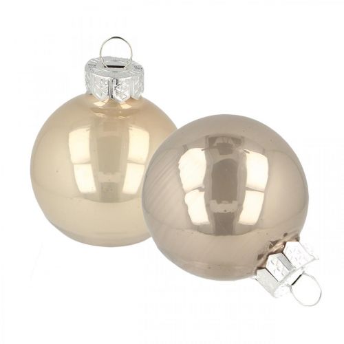 Christmas tree balls, mini tree balls, Christmas decoration mix beige/mother of pearl H4.5cm Ø4cm real glass 24 pcs