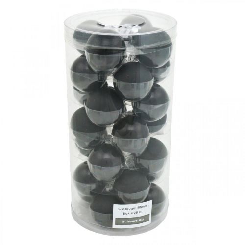 Mini Christmas tree ball, tree decoration mix, Christmas balls black H4.5cm Ø4cm real glass 24 pcs | Floristik24.ie