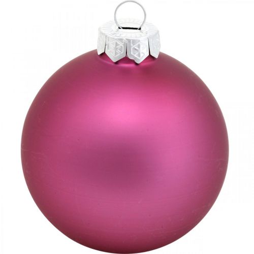 Christmas balls, Christmas tree decorations, tree balls violet H6.5cm Ø6cm real glass 24pcs