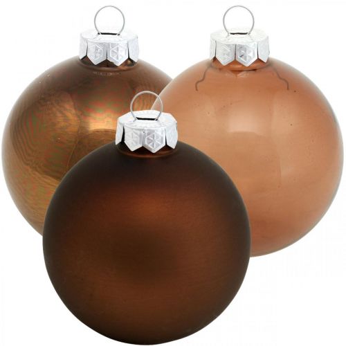 Christmas tree balls, tree decorations, Christmas balls brown H6.5cm Ø6cm real glass 24pcs