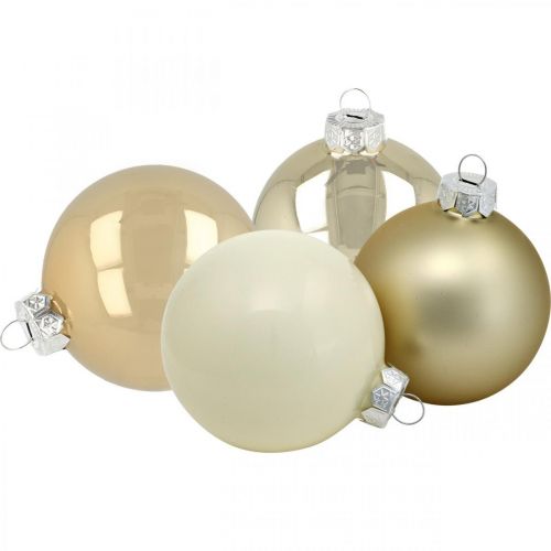 Christmas tree balls, tree decorations, glass balls white / mother-of-pearl H8.5cm Ø7.5cm real glass 12pcs