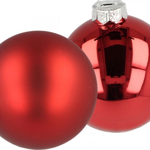 Floristik24 Christmas tree ball, tree decorations, Christmas ball red H8.5cm Ø7.5cm real glass 12pcs