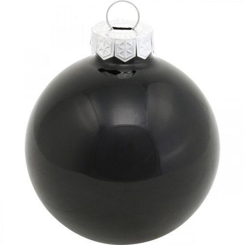 Product Mini Christmas tree balls, tree decorations mix, Christmas balls black H4.5cm Ø4cm real glass 24pcs
