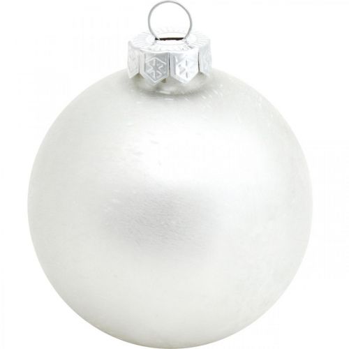 Product Tree pendant, snow globe, Christmas tree decorations, winter decoration white H4.5cm Ø4cm real glass 24pcs