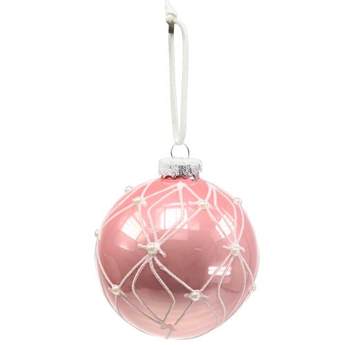 Floristik24 Christmas balls with pearls pink Ø8cm 3pcs
