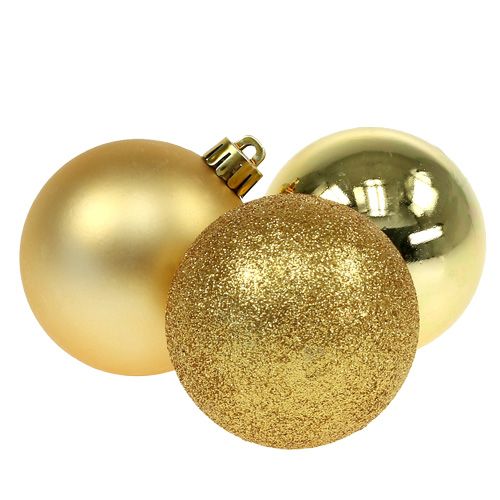 Christmas ball plastic gold 6cm 10pcs