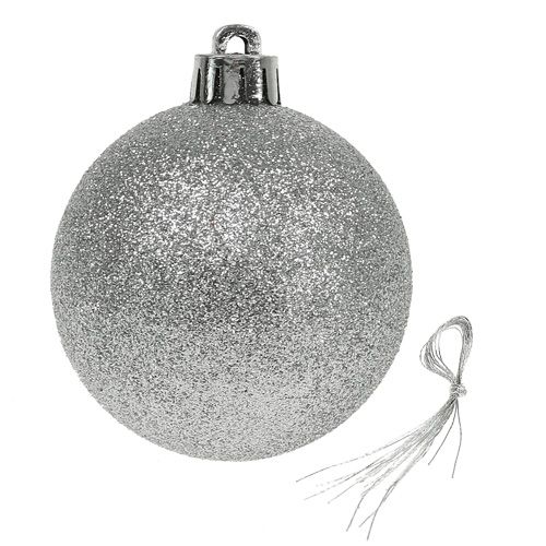 Product Christmas ball plastic silver 6cm 10pcs