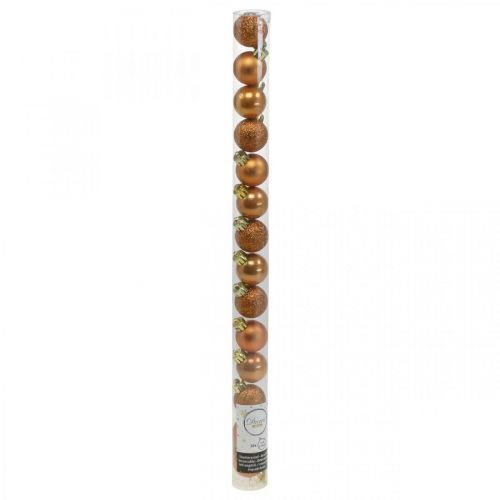 Floristik24 Mini Christmas tree ball, tree decoration mix, Christmas ball orange Ø2.5cm plastic 14pcs