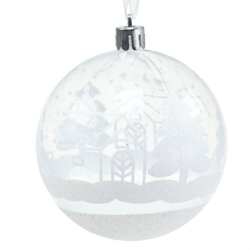 Floristik24 Christmas ball plastic white, clear Ø8cm 2pcs