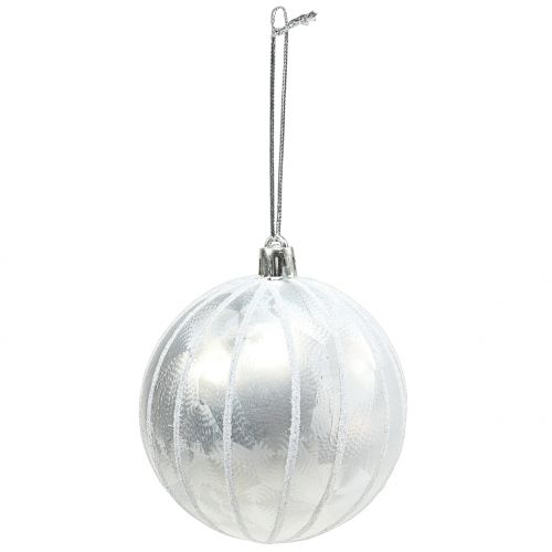 Christmas ball plastic white Ø8cm 2pcs