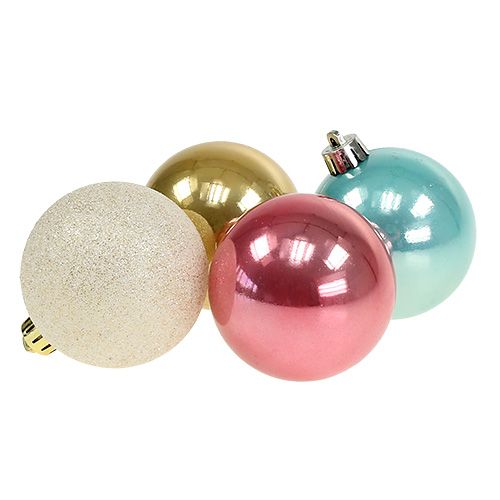 Christmas ball set plastic pastel colored Ø6cm 30pcs
