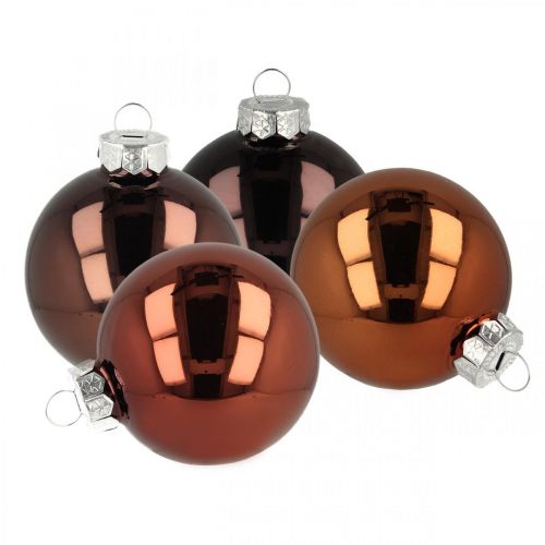 Christmas tree balls, tree decorations, Christmas ball brown H6.5cm Ø6cm real glass 24 pcs