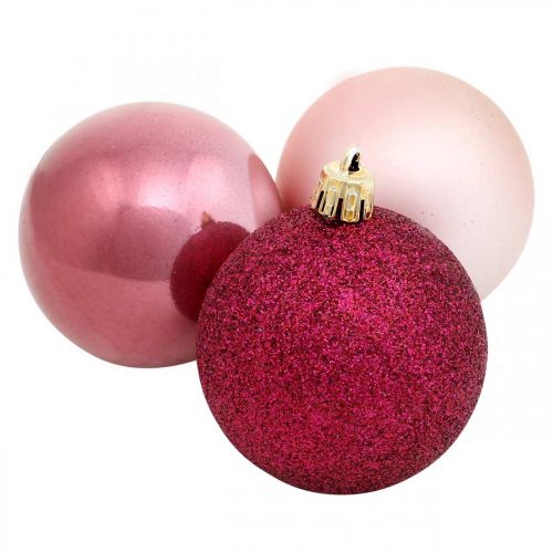 Christmas baubles, Christmas decorations, tree pendants rose / pink / pink Ø5.5cm plastic 10pcs