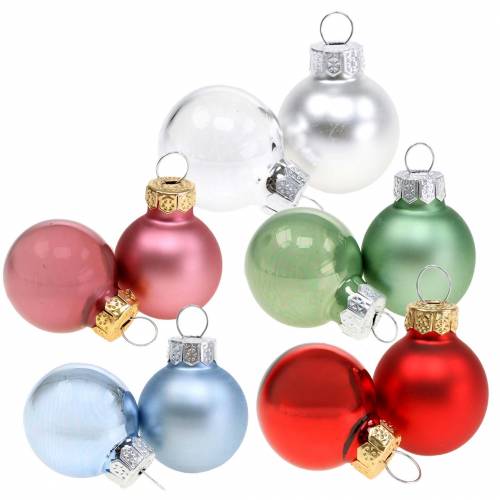 Mini Christmas balls matt / glossy assorted Ø2.5cm 22 pcs Various colors