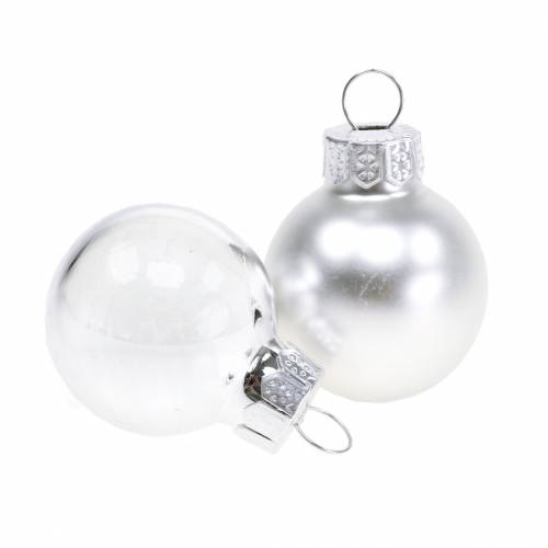 Product Mini Christmas balls silver assorted Ø2.5cm 22 pcs