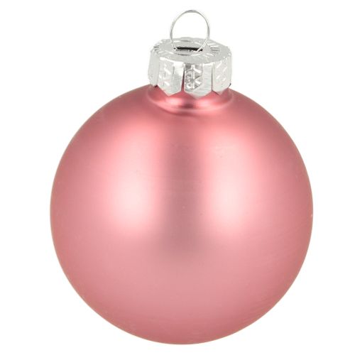 Product Glass Christmas tree ornaments, pink and grey, Ø50mm, 24 pieces