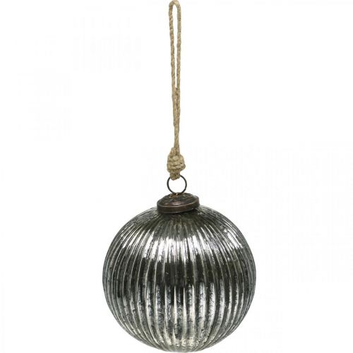 Floristik24 Christmas balls glass Christmas tree balls silver with grooves Ø12cm 2pcs