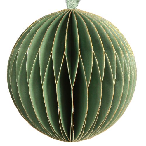 Product Christmas baubles, paper honeycomb balls, green and gold, 7cm, 4 pieces, decoration