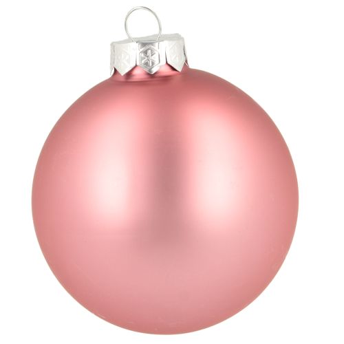 Product Christmas balls pink grey glass balls Ø7.5cm 14 pcs