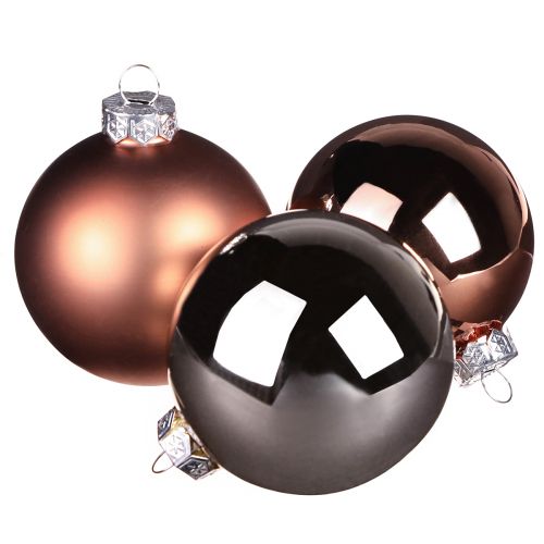 Product Christmas balls silver apricot glass balls Ø6cm 24 pcs