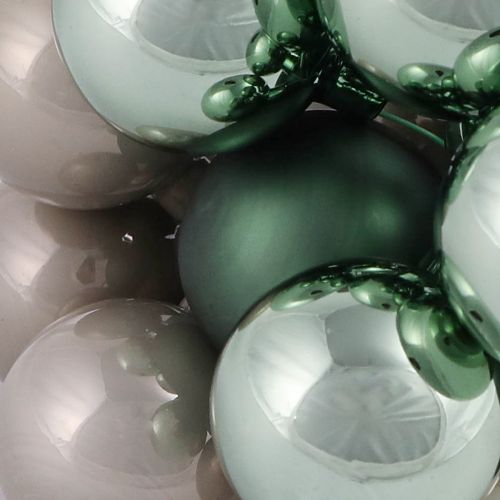 Floristik24 Christmas balls on wire made of glass green grey Ø40mm 32 pcs