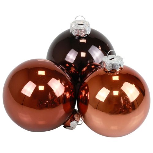 Floristik24 Christmas balls glass brown mix tree balls gloss Ø7.5cm 12pcs