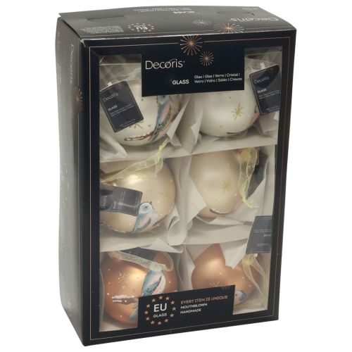 Floristik24 Christmas balls glass Christmas tree ball bird winter Ø8cm 6pcs