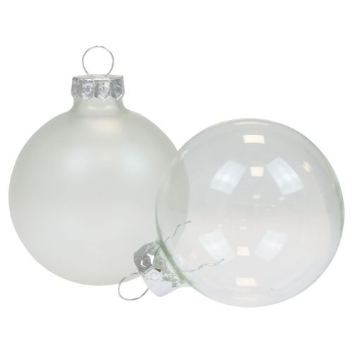 Floristik24 Christmas Balls Glass Clear Opaque Christmas Tree Balls Ø6cm 6 pcs