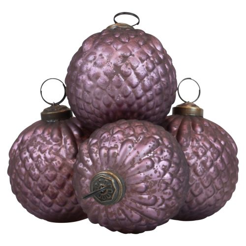 Floristik24 Christmas balls glass purple Christmas tree balls vintage Ø7cm 4pcs