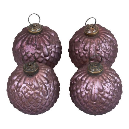Floristik24 Christmas balls glass purple Christmas tree balls vintage Ø7cm 4pcs