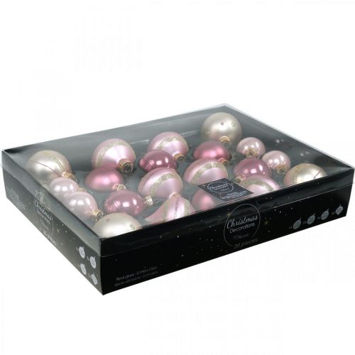 Floristik24 Christmas balls glass pink yellow assorted Ø4.5-7cm 20 pcs