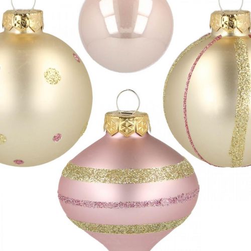 Floristik24 Christmas balls glass pink yellow assorted Ø4.5-7cm 20 pcs