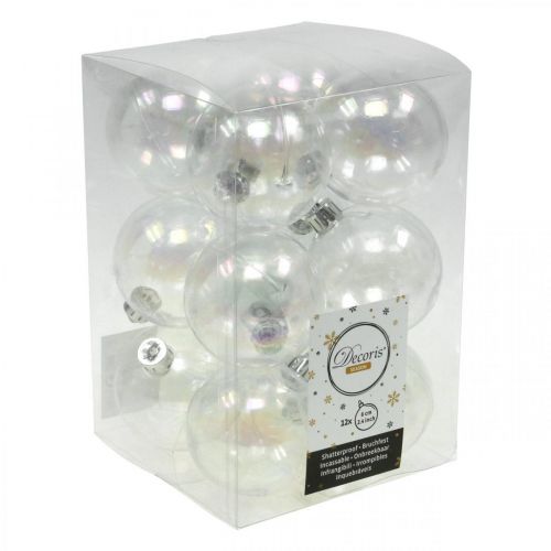 Floristik24 Christmas balls plastic transparent iridescent Ø6cm 12pcs