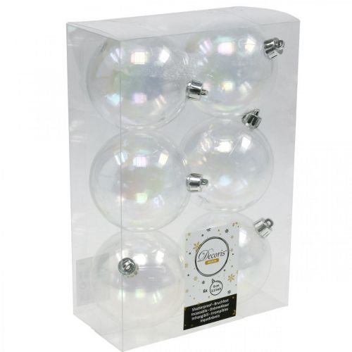 Floristik24 Christmas balls plastic transparent iridescent Ø8cm 6pcs