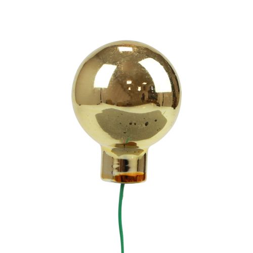 Product Christmas balls on wire glass mirror berries gold 2.5 cm 140 pcs