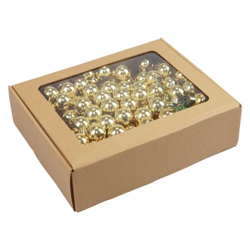 Product Christmas balls on wire glass mirror berries gold 2.5cm 140pcs