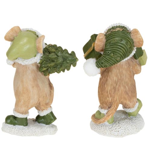 Christmas mice decoration mouse green brown H8cm 2 pcs | Floristik24.ie