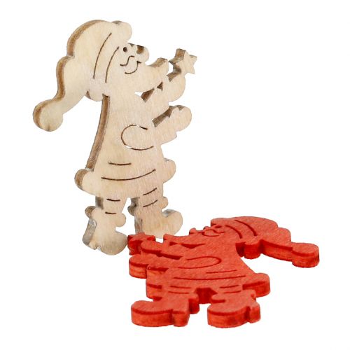 Floristik24 Santa Claus wooden decoration red, natural 4cm 72 pcs